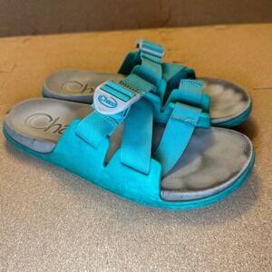 Chaco Chillos Slide Sandals Womens 8 Teal Turquoise Adjustable Straps JCH108148